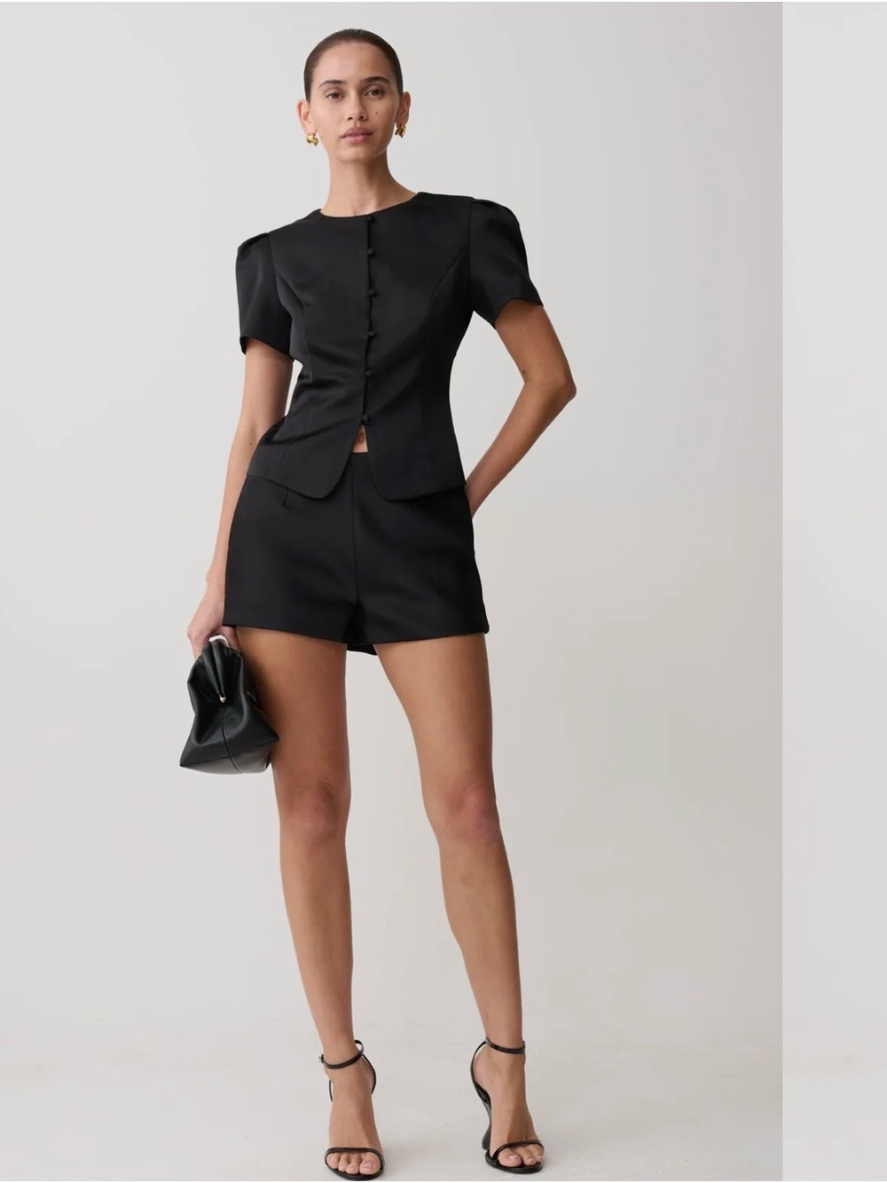 Meshki Anne Satin Mini Short Black